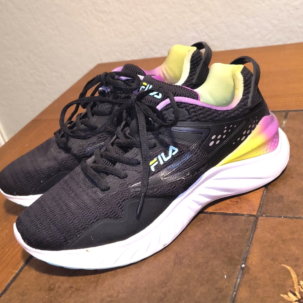$89 FILA Cool 9M Max Energized Black/Pink/Yellow Women's Sneakers